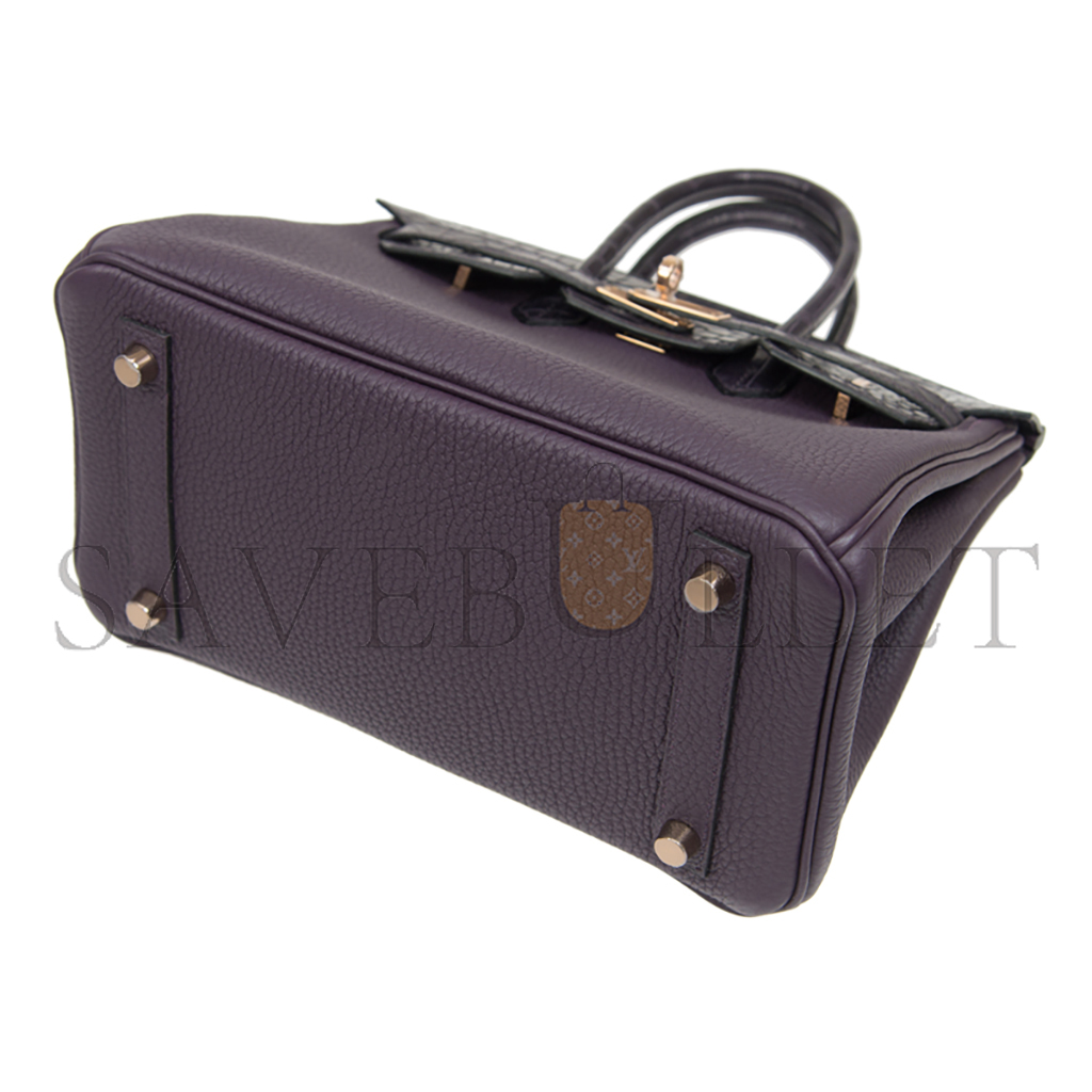 H**mes master birkin 25 crocodile and togo leather grape purple gold buckle h076216ck19 (25*20*13cm)